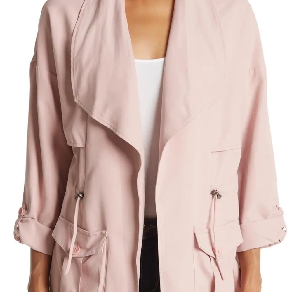 bb dakota draped front jacket in pale pink